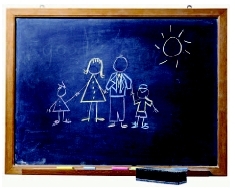 Drawing by a young child depicting a family. ( Royalty-Free/Corbis.)