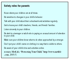 Safety rules for parents (Table by GGS Information Services.)